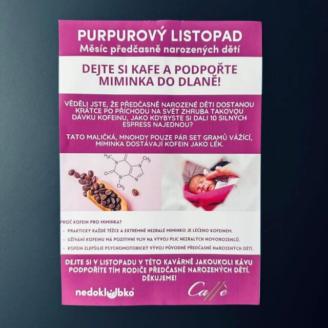 Krásný den přejeme, rozhodli jsme se udělat správnou věc😍. Dejte si u nás v Caffé 11 jakoukoliv kávu a podpořte tím rodiče předčasně narozených miminek.Děkujeme!